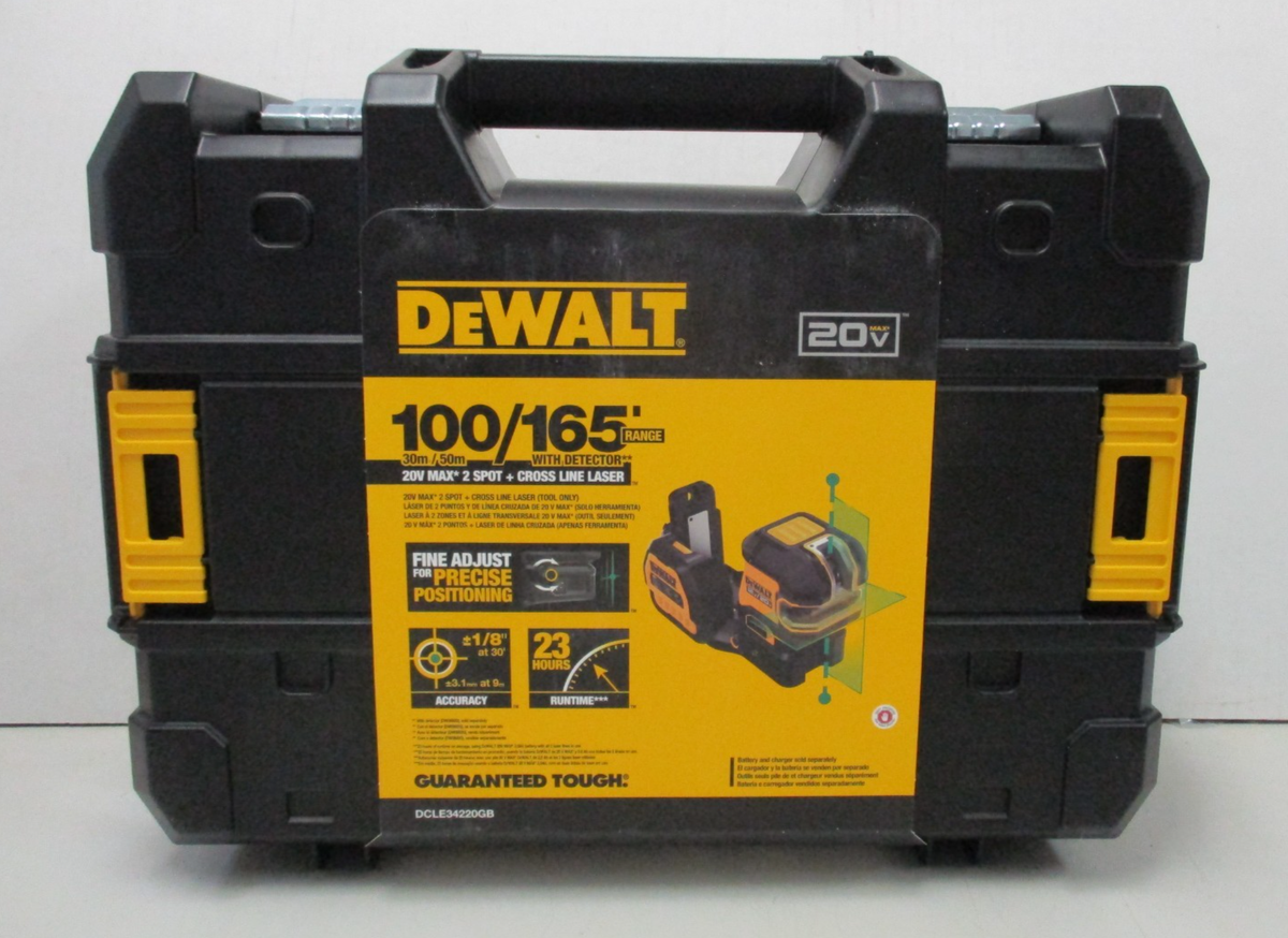 DeWalt DCLE34220GB 20V Cordless Green Cross Line Laser Level DeWalt DCLE34220GB 20V Cordless Green Cross Line Laser Level