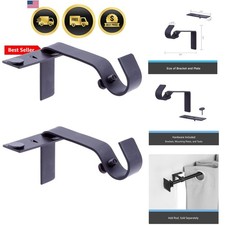 Fast Fit 5/8" No Measure Curtain Rod Brackets, Matte Black