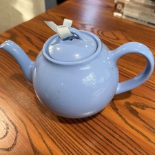 Vtg Ceramic Lipton Tea Pot By Hall Periwinkle Blue Dinerware Retro MCM Diner