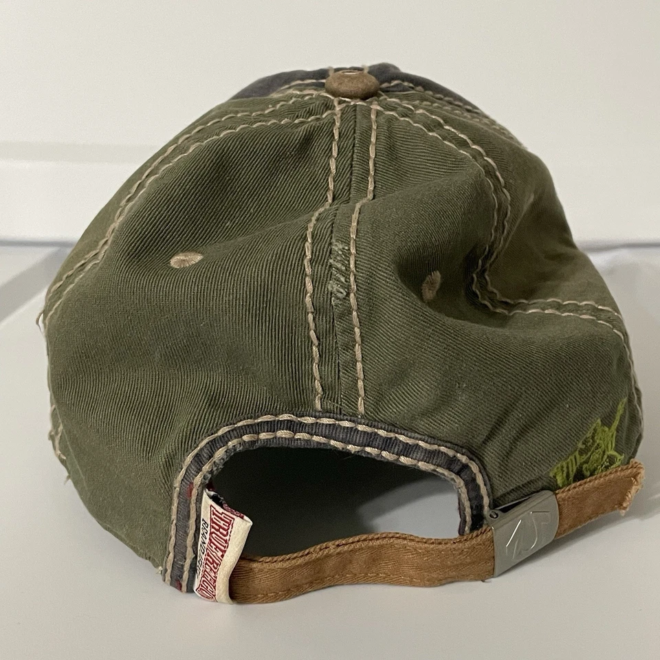 True Religion Bandana 56 Buddha Distressed Embroidered Baseball Hat Cap Foto 4 de 4