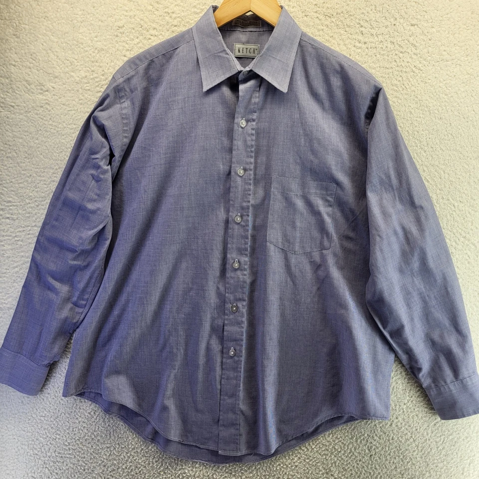 Vintage Ketch Single Stitch Long Sleeve Button Down Shirt Mens 17 34/35 Blue - Image 3 of 4
