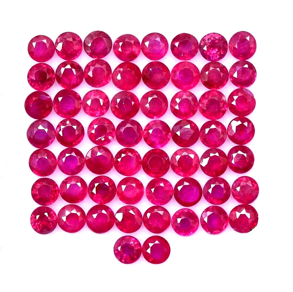 Calibrated Certified Natural Untreated Deep Shade Red Ruby 3x3 Round Diamond Cut - Image 2 of 3