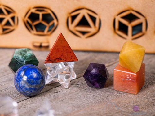 Platonic Solid Set Merkaba Sphere, Box, Chakra Rose Clear Quartz Crystals E1760 - Picture 4 of 10