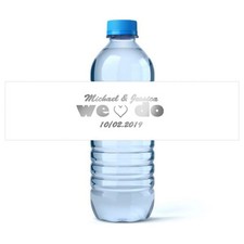 20 PERSONALISED SILVER WATER BOTTLE LABELS, WEDDING, BIRTHDAY, PARTY #035