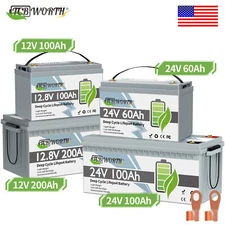12V 100Ah 200Ah 300Ah 24V LiFePO4 Lithium Battery Deep Cycle for Solar Off-grid