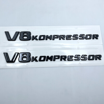 Gloss Black V8 KOMPRESSOR Emblem Side Fender Badge For MB | eBay