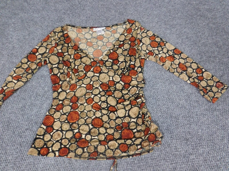 Blusa Dressbarn Mujer 8 Marrón Jersey Círculos Elástico Foto 3 de 4
