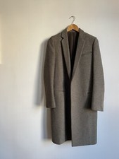 Celine By Phoebe Philo Crombie Coat In Olive/taupe Melange, Size 34, Excellent C