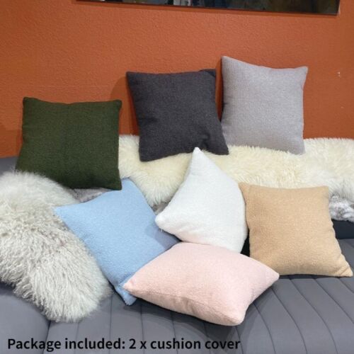 2x Curly Plush Decorative Pillow Cover Sherpa Fleece Pillowcase Cushion Case - Picture 4 of 27