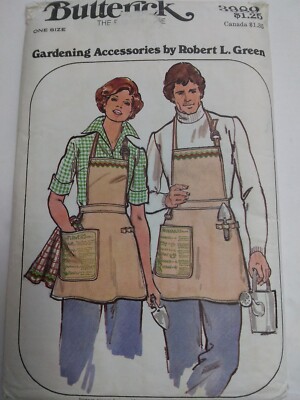 Apron Gardening Butcher Work Butterick 3989 Sewing Pattern & Transfer VTG 70s