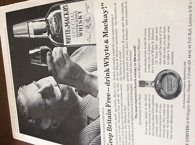 m7-4 ephemra 1970 advert folded whyte & mackay keep britain free