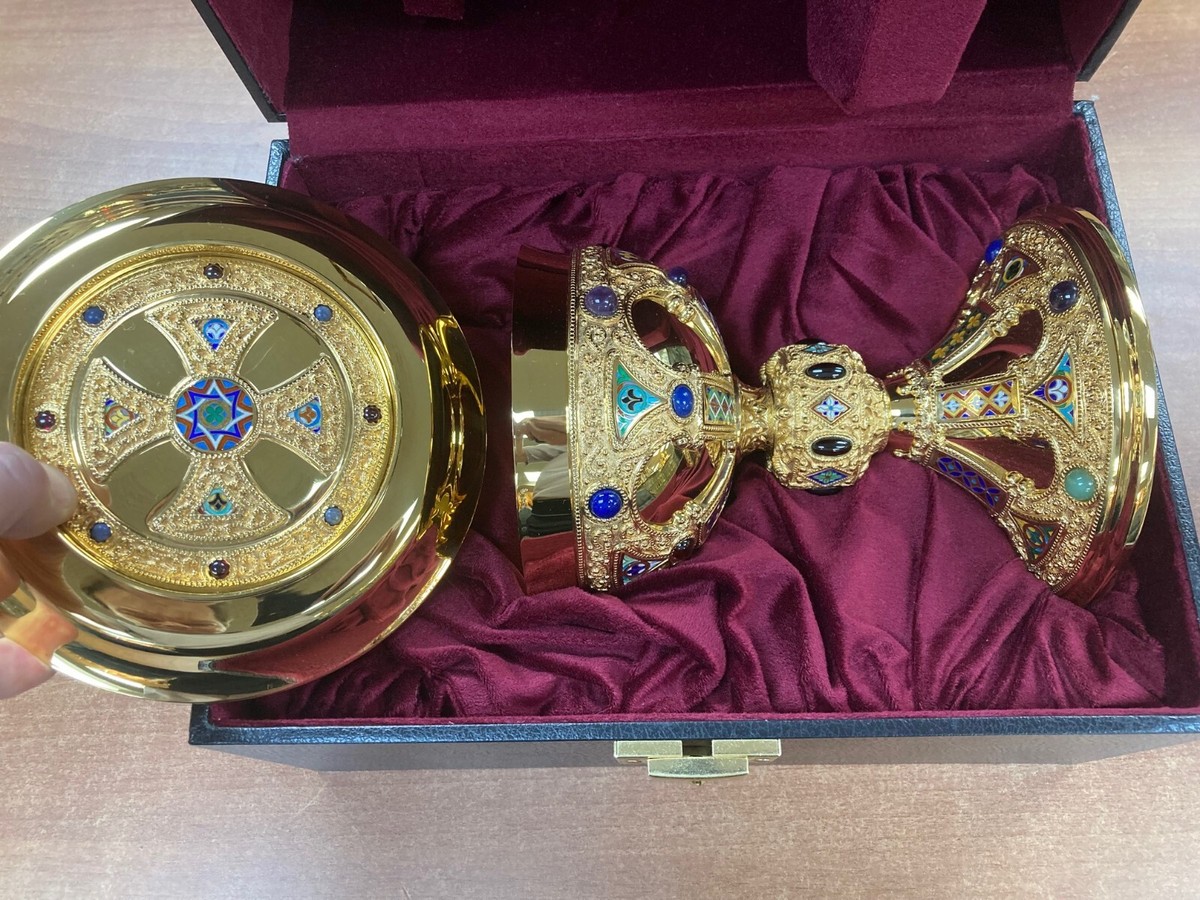  Chalice 12年 &  Stirling 2本Set All Sterling Silver St. Remy Chalice & Paten Set with Enamels