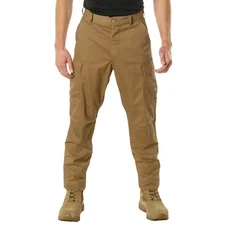 Rothco Relaxed Fit Zipper Fly BDU Pants - Coyote Brown Military Cargo Fatigues