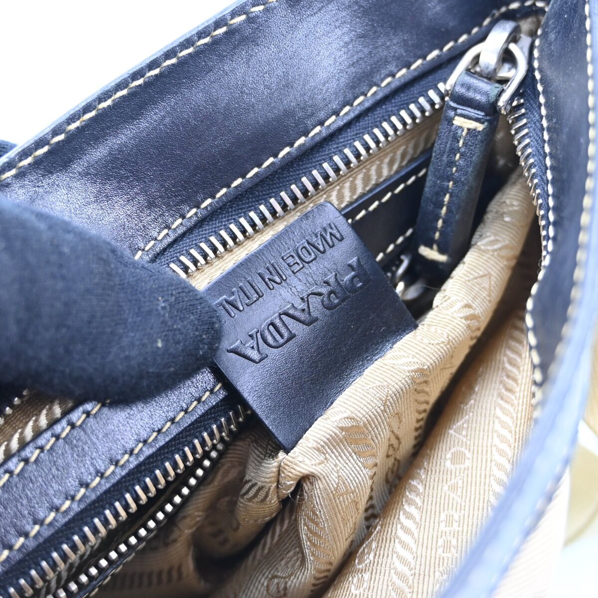 PRADA MILANO Logo Jacquard crossbody Bag canvas leather PRADA MILANO Logo Jacquard crossbody Bag canvas leather