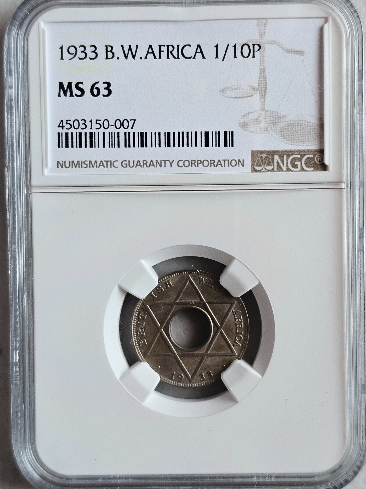 British West Africa 1/10 Penny 1933 NGC MS 63