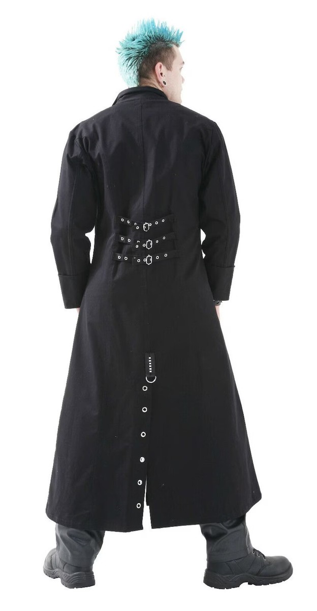 ジャケット・アウター REVERBERATE / LONG COAT / BLACK Men's Gothic Trench Coat Punk Industrial Long Jacket Cyber