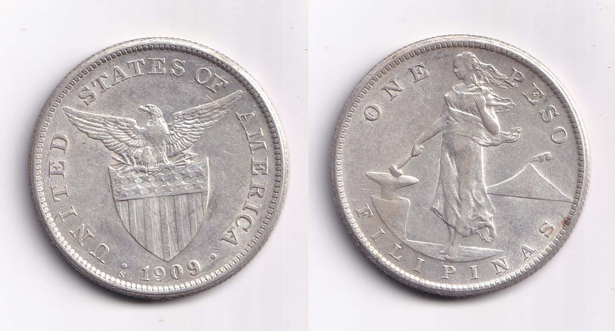 11790 1909年 アメリカ銀貨 1ペソ アメリカ領フィリピン 1ペソ銀貨 1909年 - メルカリ