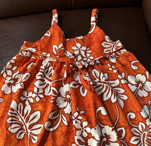 ALOHA REPUBLIC Hawaiiano arancione floreale da bambina taglia 1T - Foto 3 di 4