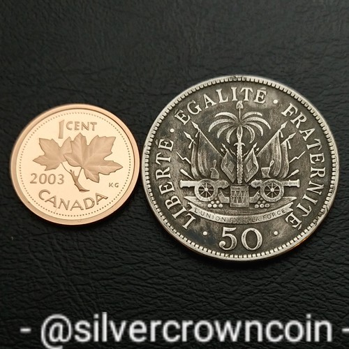 Haiti 50 Centimes 1907 (w). KM#56. Half Dollar coin. Palm Tree. P.D. Alexis. - Picture 3 of 7