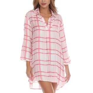 Pink Raviya Raviya PINK Plaid Swim Cover up Tunic, US Small | eBay