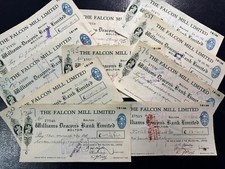 Set Of 10 The Falcon Mill W. Deacon's Bank Ephemera / Cheques /Receipts / Stamps