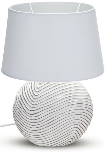 Tischlampe Tischleuchte Wohnzimmer Nachttischlampe E14 Weiß mit Schirm 38cm - Bild 5 von 12