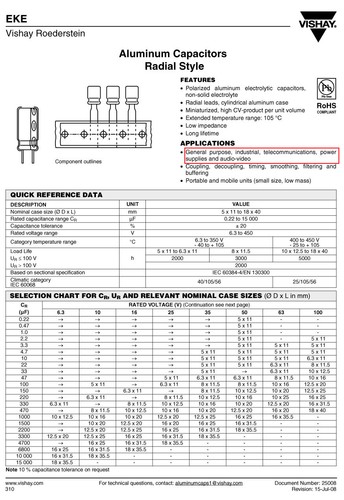 ROE EKE series 100uF/35V electrolytic capacitors are suitable for audio systems - Picture 3 of 3