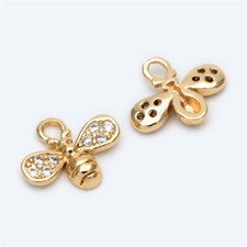 4pcs CZ Pave Bee Pendant,Cubic Zirconia Honeybee Charm,Zircon Charms
