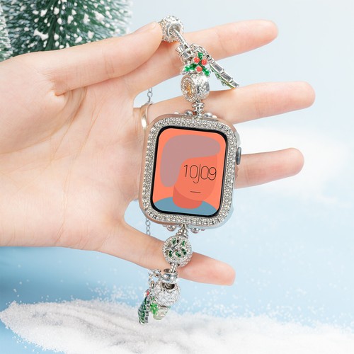 Christmas Bracelet Band Diamond Case for Apple Watch Lady Ornaments Gift Strap - 第 5/21 張圖片