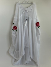 White by Nature Women's 100 Cotton Asymmetric Embroidered Skirt w Pockets S NWT