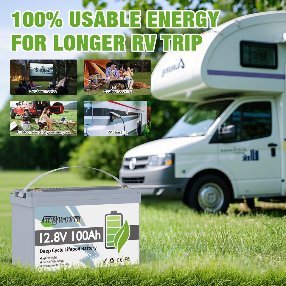 12V 100Ah LiFePO4 Lithium Battery BMS for Solar RV Off-grid Trolling ...