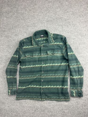 Billabong Offshore Jacquard Flannel Shirt Men's L Green Button Up Long Sleeve