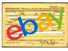HUGH HEFNER WW2 Draft Registration Card World War II US Military Playboy ARMY