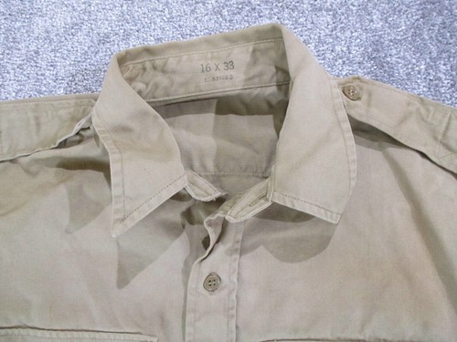 Camisa De Colección Ejército Caqui Cuello Alto Para Hombre 16x33 Marrón Usada - Imagen 6 de 10