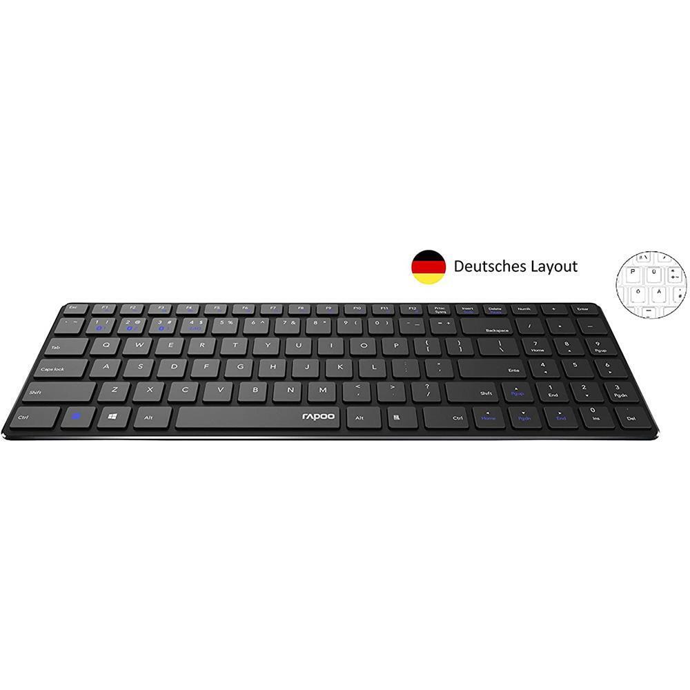 Rapoo E9100M kabellose Tastatur flaches Aluminum-Design DE-Layout QWERTZ schwarz