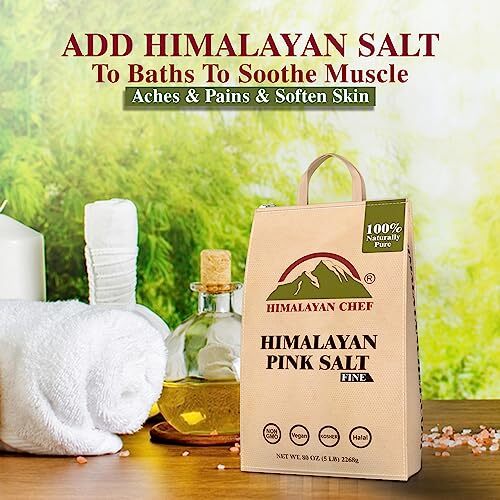 Himalayan Chef Pink Salt - 5 Lbs Fine Grain Bulk Bag - 100% Natural With 84 Minerals - Kosher & Vegan