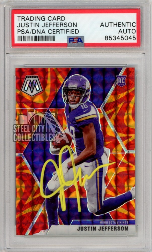 Justin Jefferson 2020 Mosaic Reactive Red Auto Rookie Card #209 PSA/DNA (Yellow)