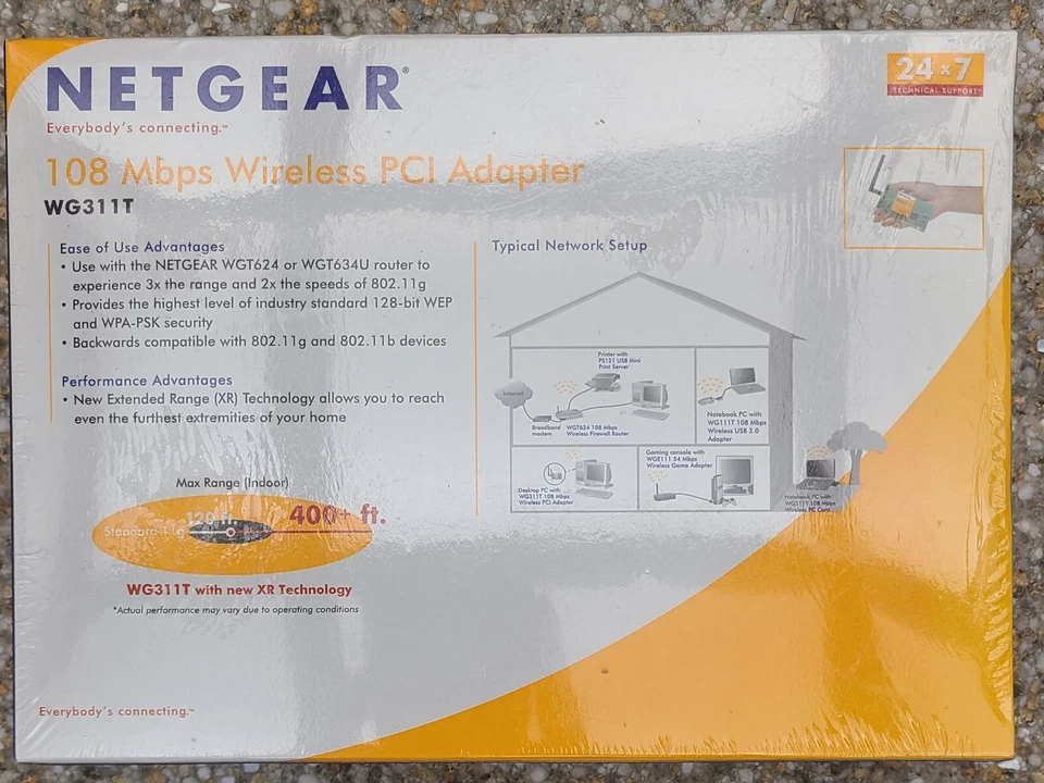 Netgear 108 Mbps Wireless PCI Adapter 32-bit PCI WG311T NIB - Image 4 of 4