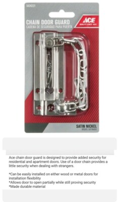 Ace (5424221) Apartment or Home Satin Nickel Security Chain Door Guard ...