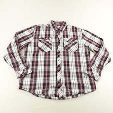 Affliction Shirt Mens XL White Red Plaid Button Up Roll Tab Black Premium Y2K