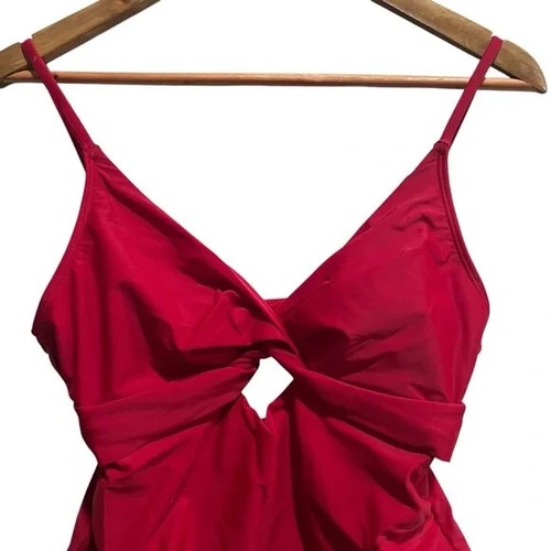 Cupshe Women’s Twist Front Bathing Suit Red Cut Out One Piece Swimsuit Lar ge - 第 4/11 張圖片