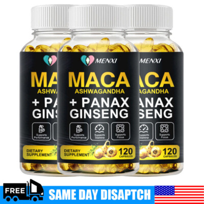 Organic Maca Root 360 Capsules  Peruvian Maca Extract for Men & Women