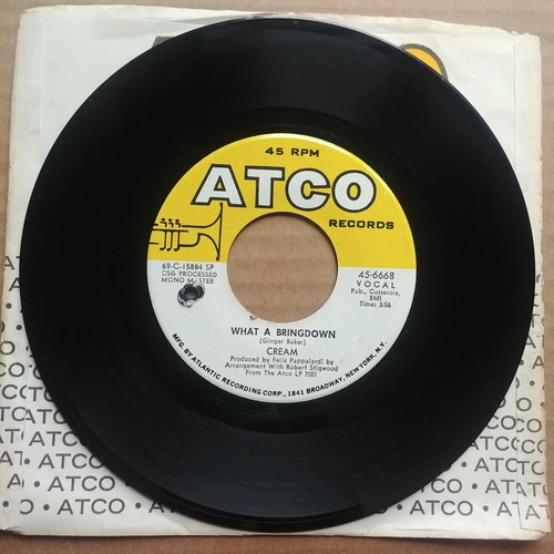 CREAM Badge/What A Bringdown 45 7" CLASSIC POP ROCK Record Vinyl Records 1969 - Picture 2 of 2