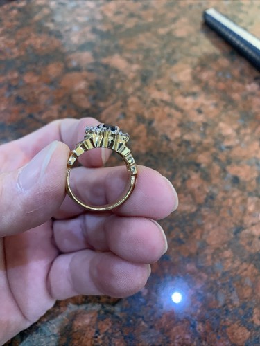 SIZE 7 14K GOLD PLATED OR FILLED, AMETHYST RING WITH WHITE SAPHIRES - Picture 5 of 7