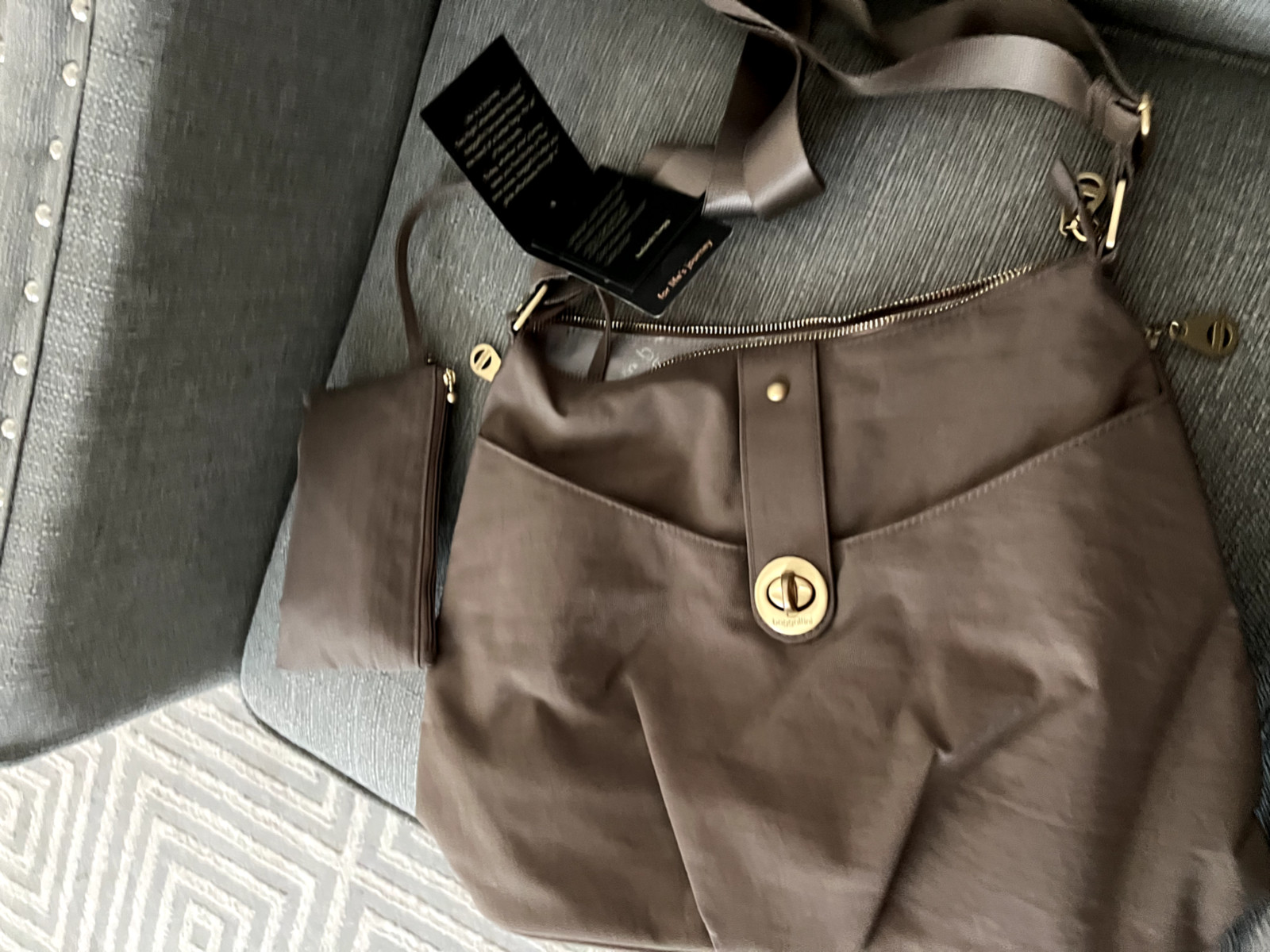 Baggallini Helsinki Pacific Taupe RFID Large Crossbody w/ Extra Bag, NWT