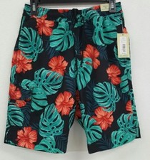 Roundtree  Yorke Caribbean Black Hibiscus Trunks Men's Swimwear NWT 59.50 S L