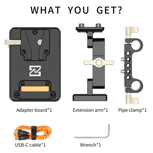 ZGCINE VP-2 VM-VP2 KIT3 V MOUNT BATTERY PLATE KIT Adapter Obsługa wejścia USB-C PD - Zdjęcie 2 z 8