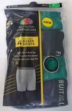 Fruit of the Loom Boy's Premium Soft Ring Spun 100 Cotton Boxer Briefs 4-Pack