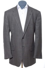 46L Long Jos A Bank Travelers Collection Gray Houndstooth Wool Sport Coat Blazer