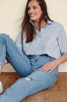 Dorothy Perkins - Light Wash Blue Ripped Knee Boyfriend Jeans - Size 6R